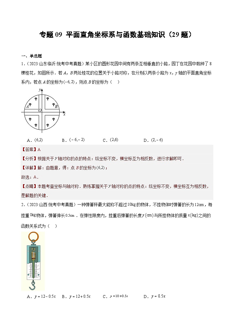专题09 平面直角坐标系与函数基础知识（共29题）-学易金卷：2023年中考数学真题分项汇编（全国通用）01