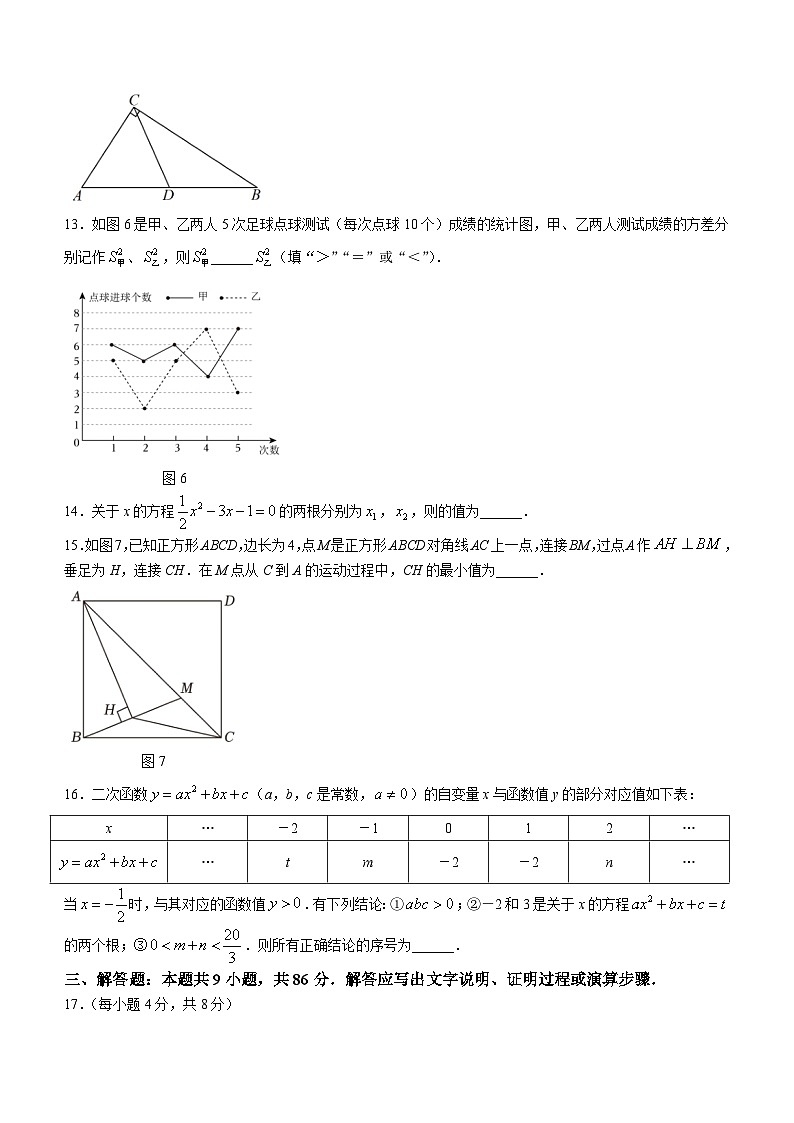 福建省福州延安中学2023-2024学年九年级上学期开学考试数学试题第3页