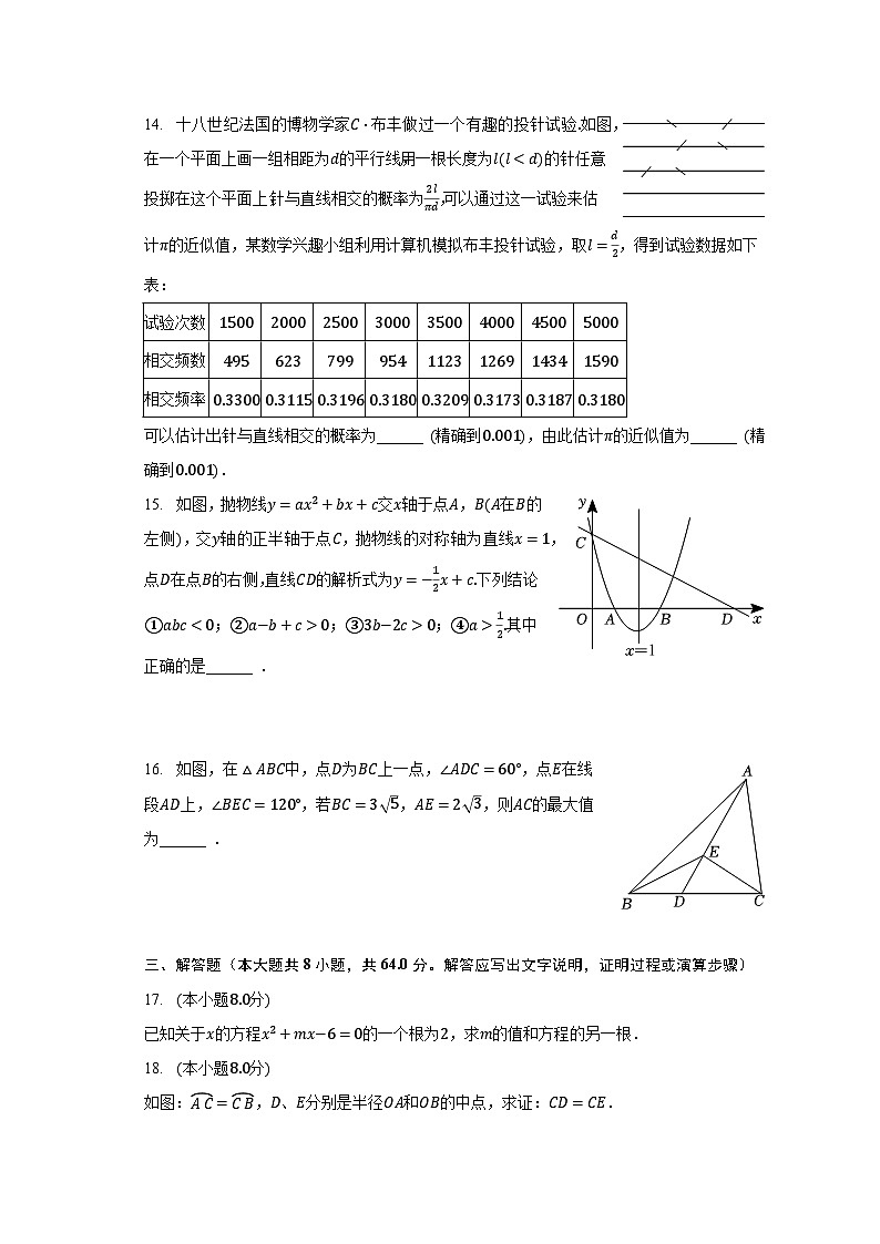 2022-2023学年湖北省武汉市江岸区七一华源中学九年级（下）月考数学试卷（2月份）（含解析）03