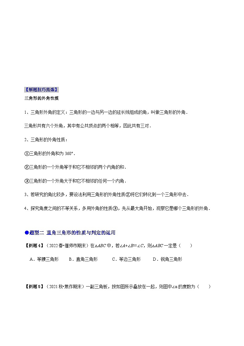 必考点02 与三角形有关的角-【题型·技巧培优系列】2022-2023学年八年级数学上册精选专题（人教版）02