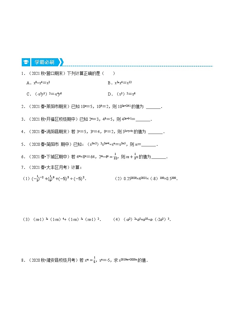 专题14.1 幂的运算（重点题专项讲练）-2022-2023学年八年级数学上册从重点到压轴（人教版）02