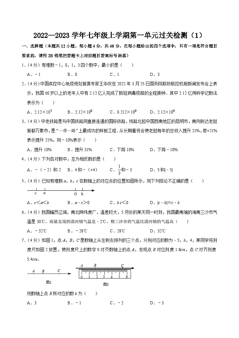 第一章 有理数 单元过关检测01-2022-2023学年七年级数学上册同步考点知识清单＋例题讲解＋课后练习（人教版原卷+解析卷）01