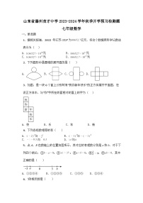 山东省滕州育才中学2023-2024学年上学期开学预习检测题七年级数学卷