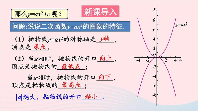 第26章二次函数26.2二次函数的图象与性质2二次函数y=ax2+bx+c的图象和性质第1课时二次函数y=ax2+c的图象和性质课件（华东师大版九下）02