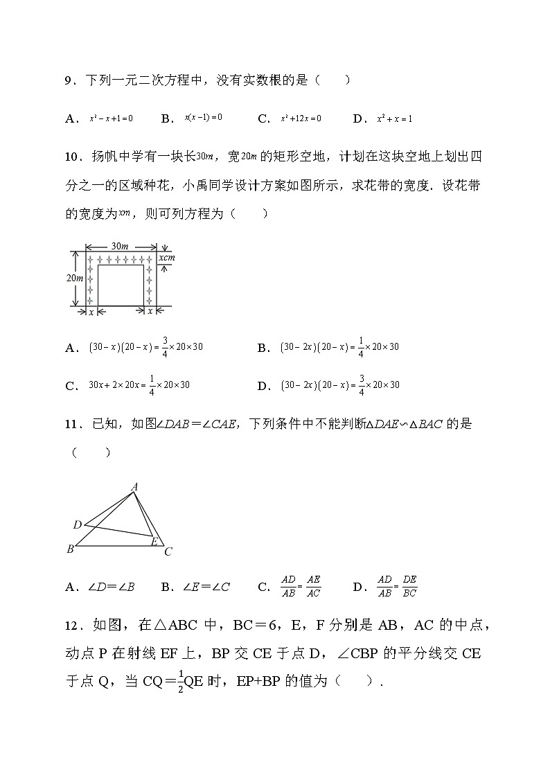四川省巴中市恩阳区2022-2023学年九年级上学期期中考试数学试题第3页