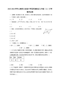 云南师范大学实验中学昆明湖校区2023-2024学年上学期九年级开学数学试卷