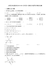 广东省深圳市光明区李松蓢学校2023-2024学年九年级上学期开学考数学试卷（含答案）