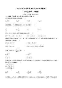 安徽省六安市2023--2024学年九年级上学期开学检测数学试题(无答案)