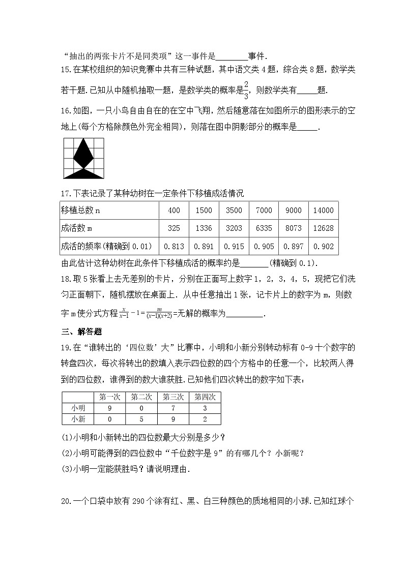 2023年人教版数学九年级上册《概率初步》单元检测卷（含答案）03