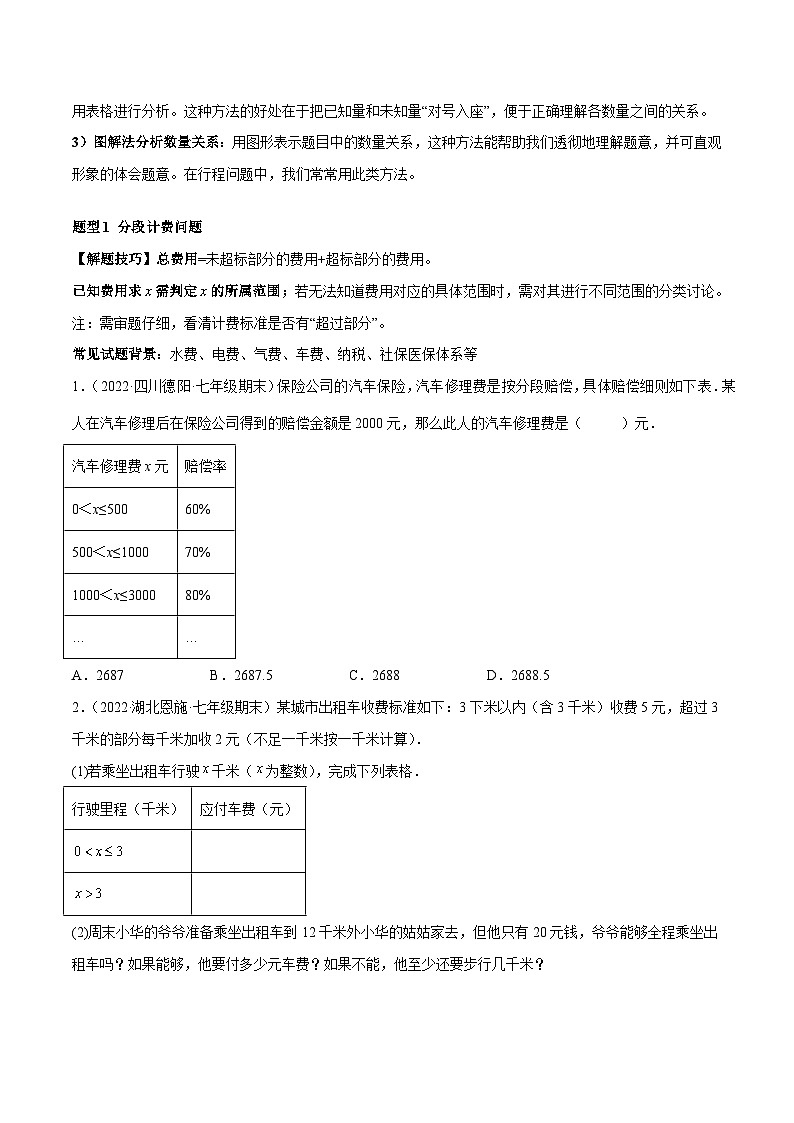 专题09 一元一次方程的应用题十二大题型-2022-2023学年七年级数学上册重难题型全归纳及技巧提升专项精练（人教版）02