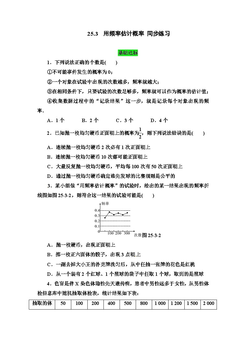 人教版初中数学九年级上册25.3《用频率估计概率》课件+教案+同步作业（含教学反思）01