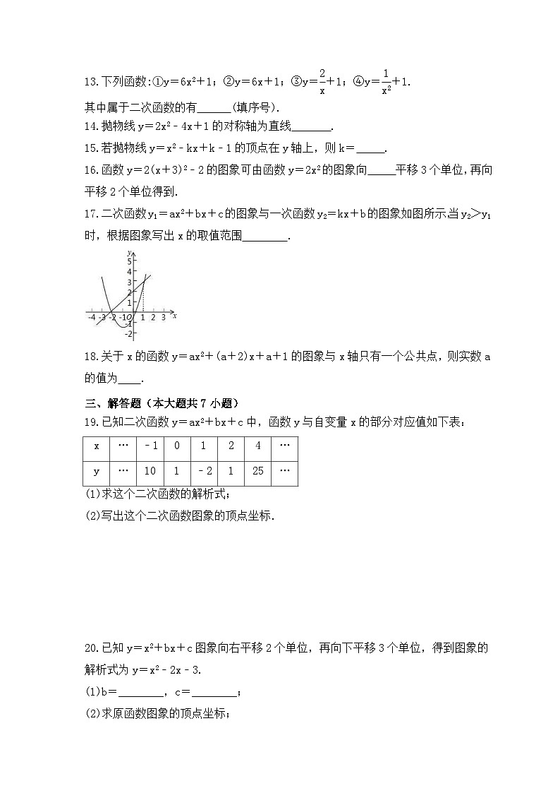 2023年人教版数学九年级上册《二次函数》单元复习卷(基础版)（含答案）第3页