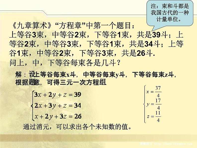 《阅读与思考 一次方程组的古今表示及解法》PPT课件1-七年级下册数学人教版第4页