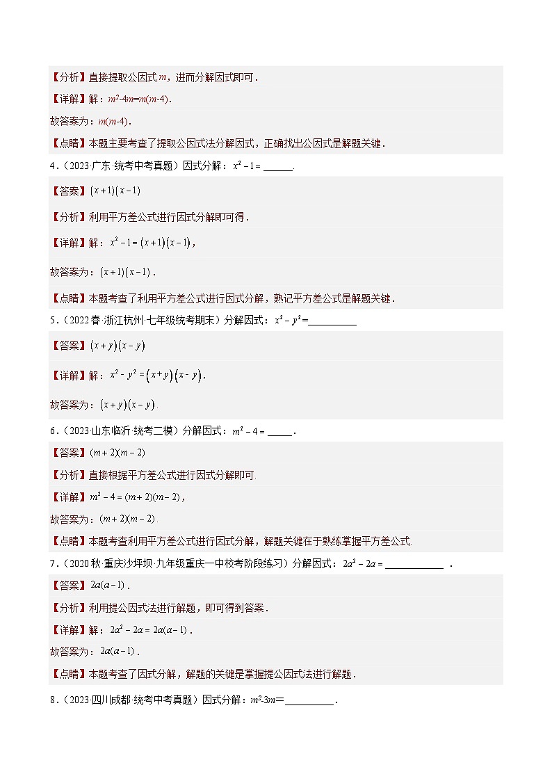 2023-2024年中考专题03 因式分解（解析版）第2页