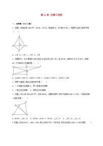 初中人教版12.1 全等三角形单元测试课时作业