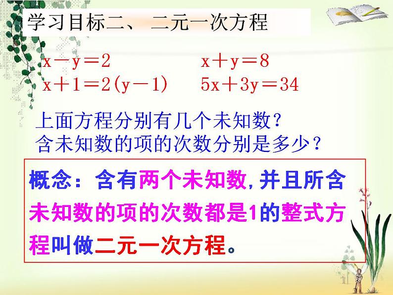 认识二元一次方程组》PPT课件2-八年级上册数学北师大版07