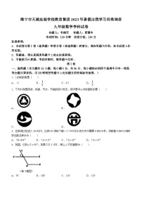 广西壮族自治区南宁市青秀区天桃实验学校2023-2024学年九年级上学期入学考试数学试题