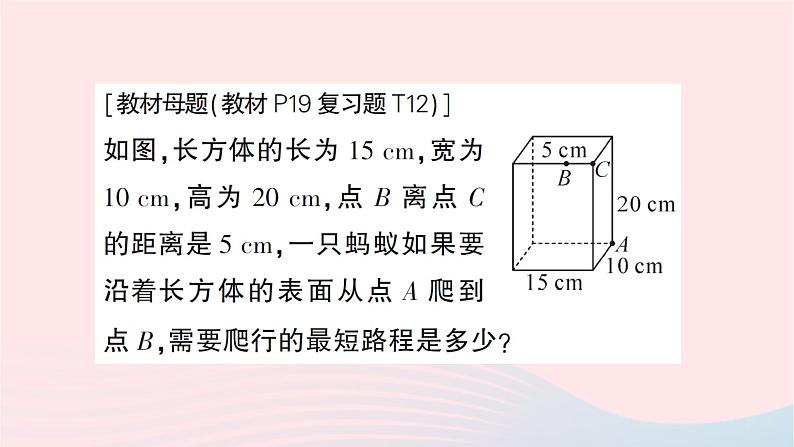 2023八年级数学上册第一章勾股定理专题训练一教材变式题：利用勾股定理解决最短路程问题作业课件新版北师大版02