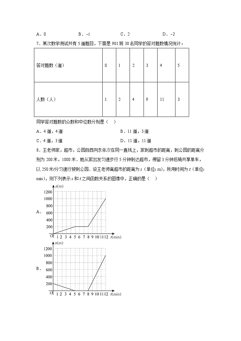 浙江省绍兴市诸暨市2023届九年级下学期中考一模数学试卷(含解析)02