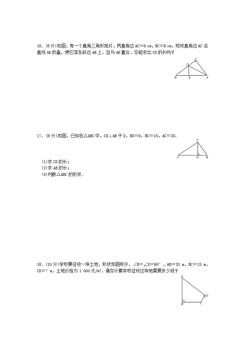 2023八年级数学上册第一章勾股定理单元测试新版北师大版第3页