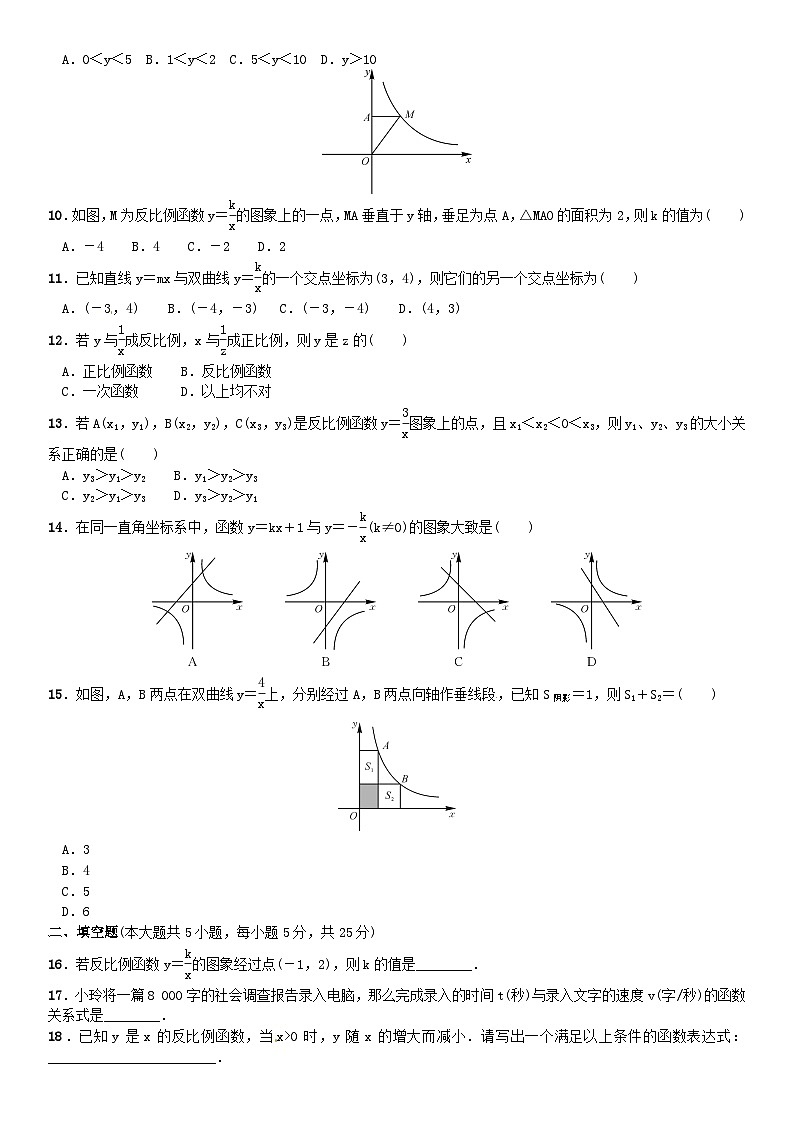 2023九年级数学上册第六章反比例函数单元测试新版北师大版第2页