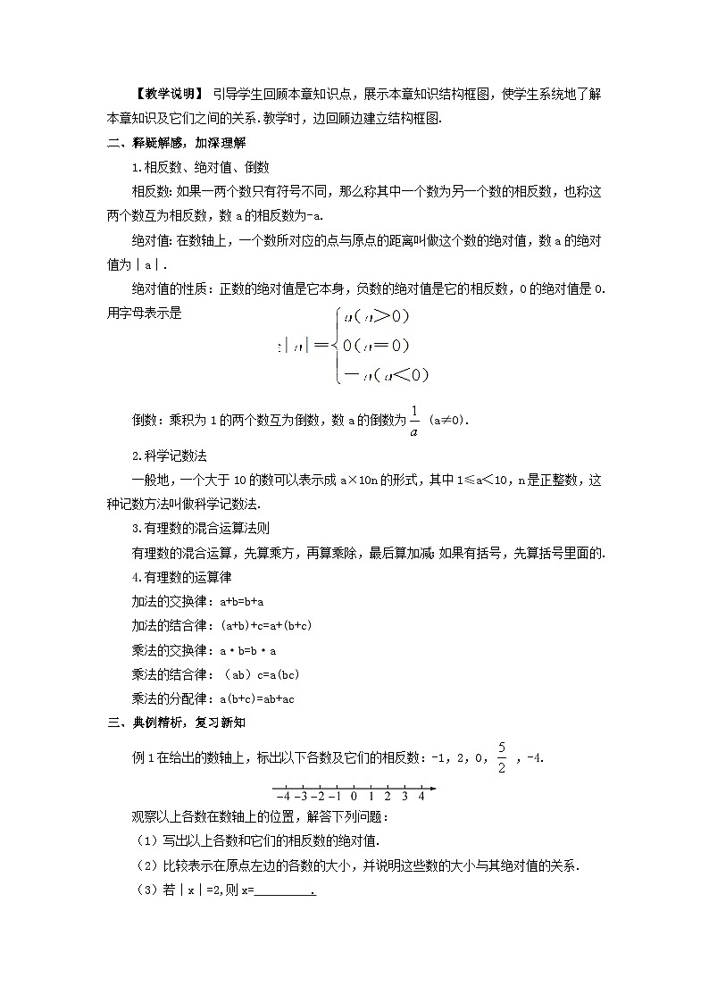 2023七年级数学上册第二章有理数及其运算章末复习教案新版北师大版02