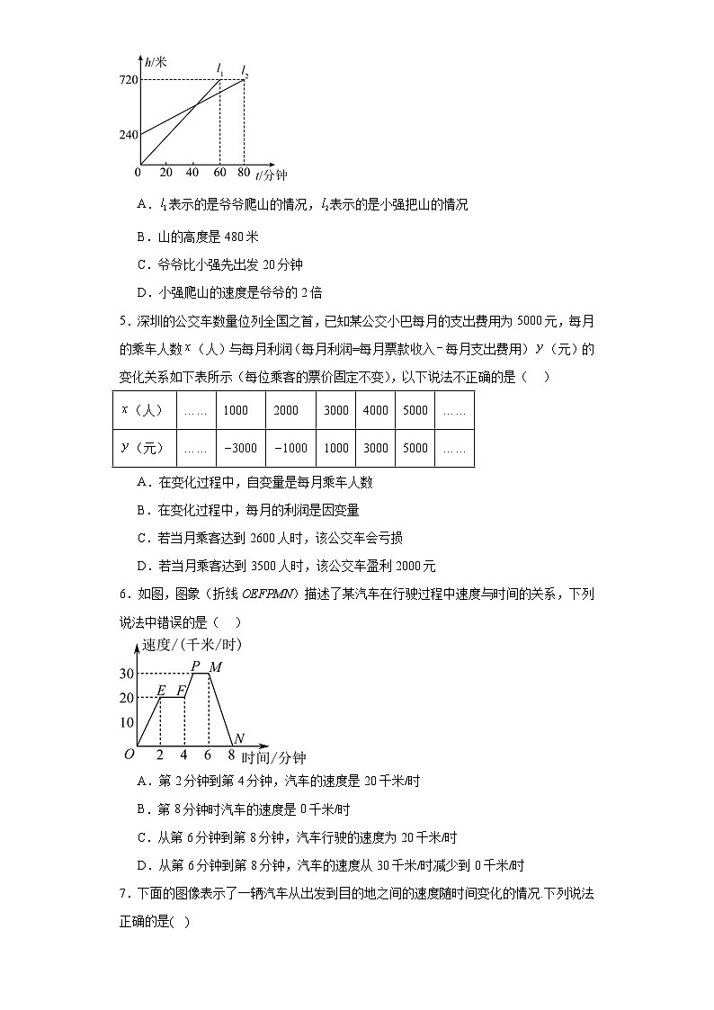 4.1函数提升练习-北师大版数学八年级上册02