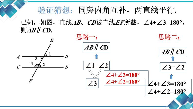 初中数学七年级第一单元第三课第二课时《平行线的判定》课件第6页