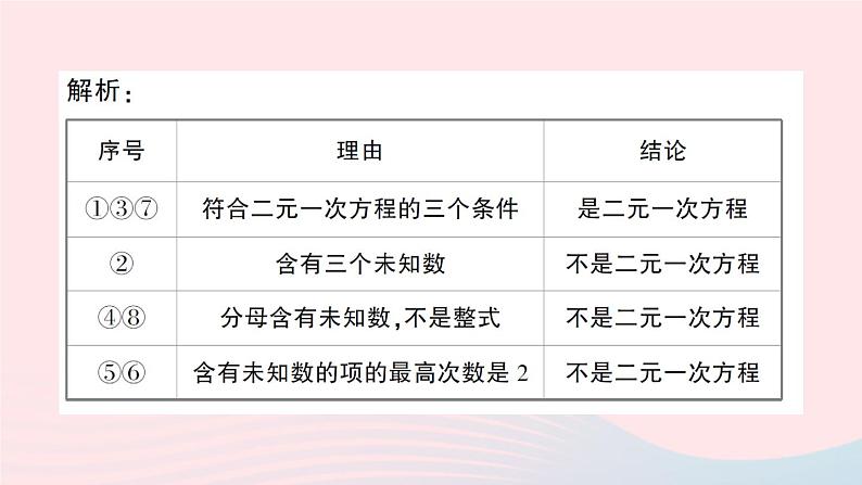 2023七年级数学上册第3章一次方程与方程组3.3二元一次方程组及其解法第1课时二元一次方程组作业课件新版沪科版第3页