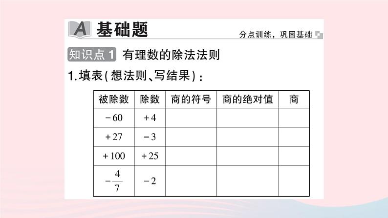 2023七年级数学上册第1章有理数1.5有理数的乘除1.5.2有理数的除法作业课件新版沪科版第2页