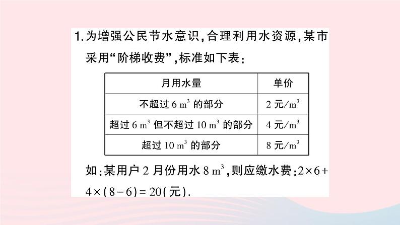2023七年级数学上册期末中档专题7一次方程组的应用四分段计费方案问题作业课件新版沪科版02