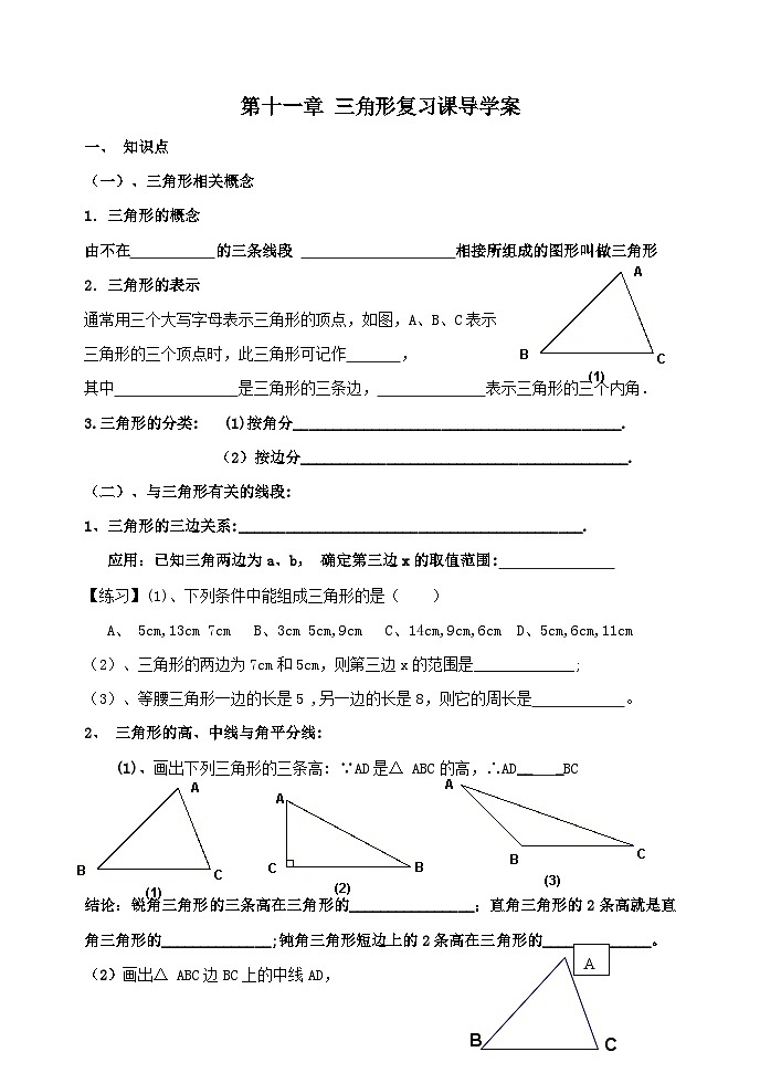 《构建知识体系三角形》导学案5-八年级上册数学人教版01