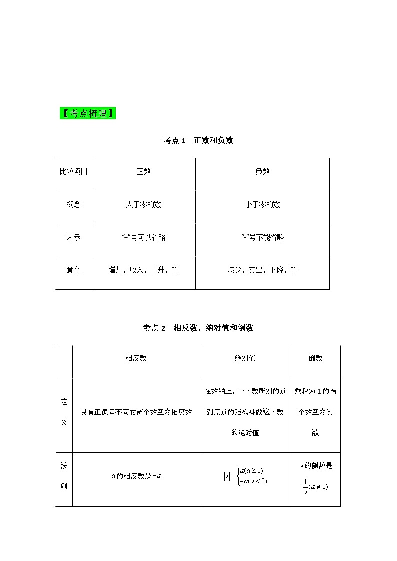 专项1  有理数—2023年人教版七年级上册数学期末考试复习方案（解析版）第2页