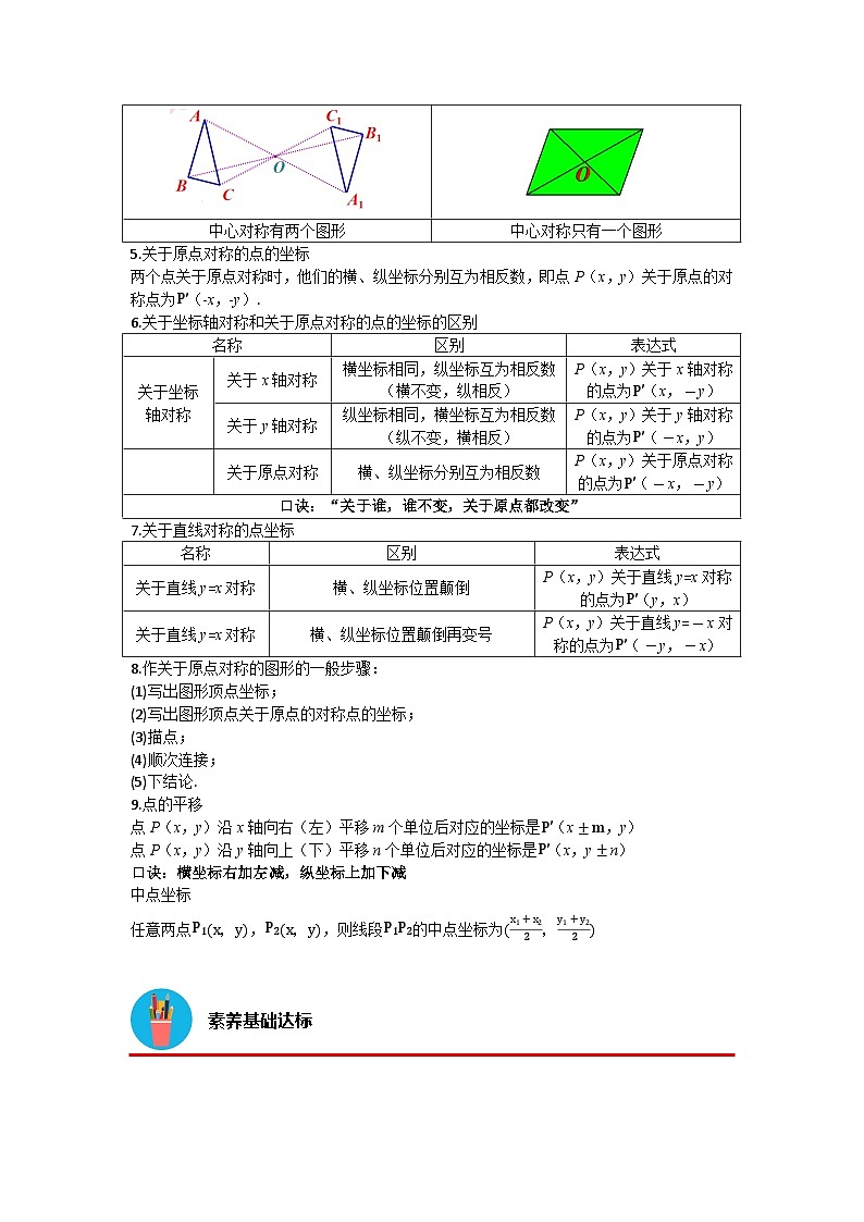 23.2 中心对称 人教版数学九年级上册素养基础达标(含解析) 试卷02