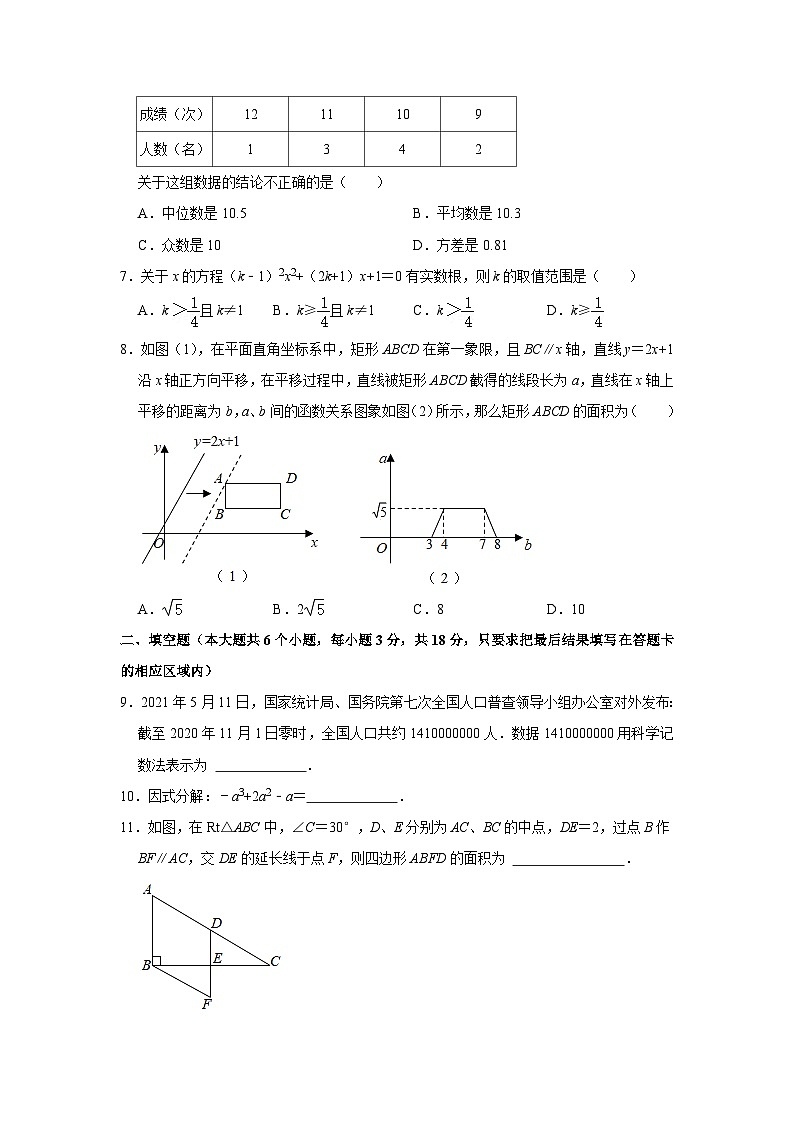 2021年山东省菏泽市中考数学真题 试卷  （原卷版）02