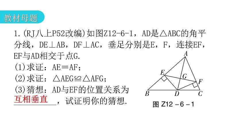 人教版八年级数学上册第十二章全等三角形专题六课标新导向教学课件第3页