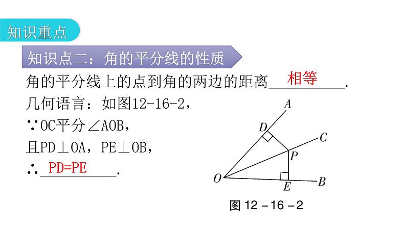 人教版八年级数学上册第十二章全等三角形第16课时角的平分线的性质(一)教学课件05