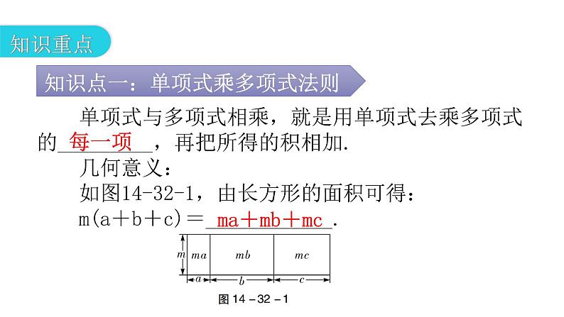 人教版八年级数学上册第十四章整式的乘法与因式分解第32课时整式的乘法(二)——单项式乘多项式教学课件03