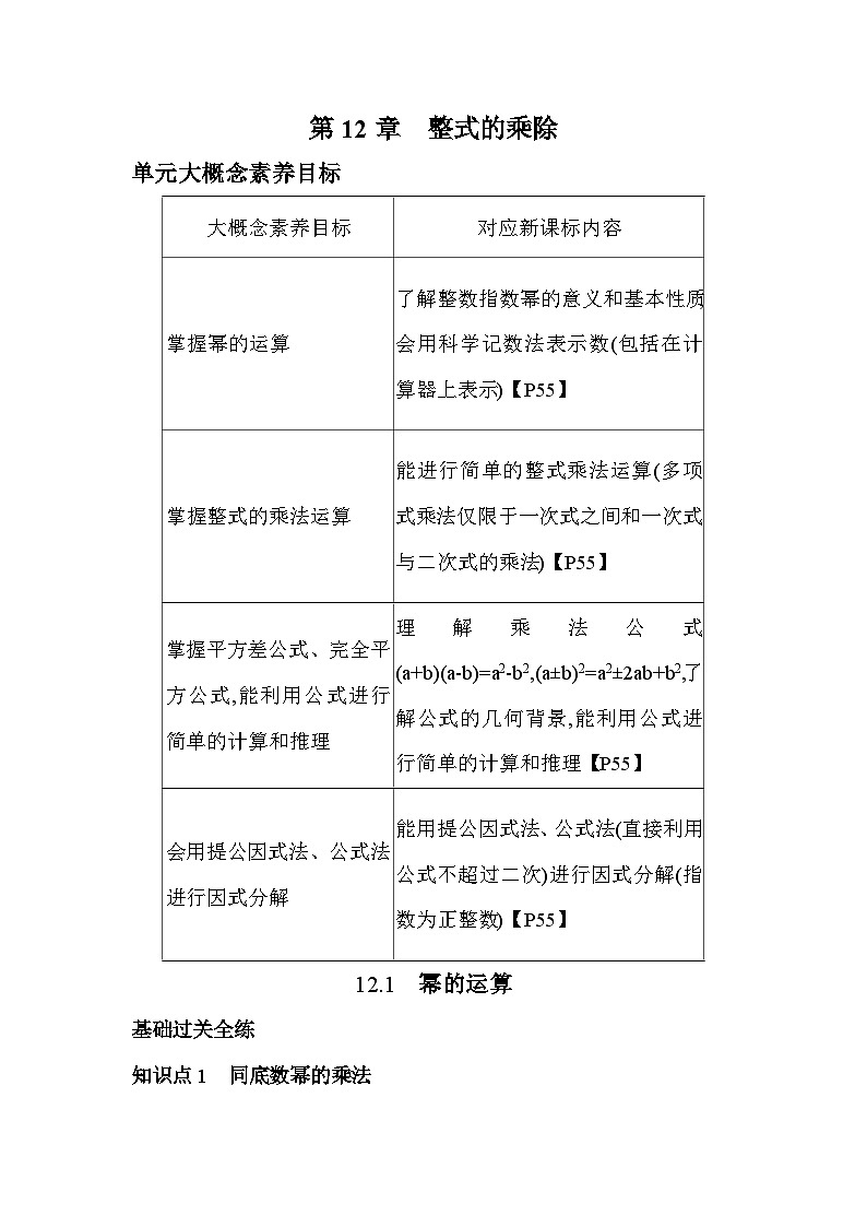 12.1 幂的运算 华东师大版八年级数学上册素养提升练(含解析)第1页