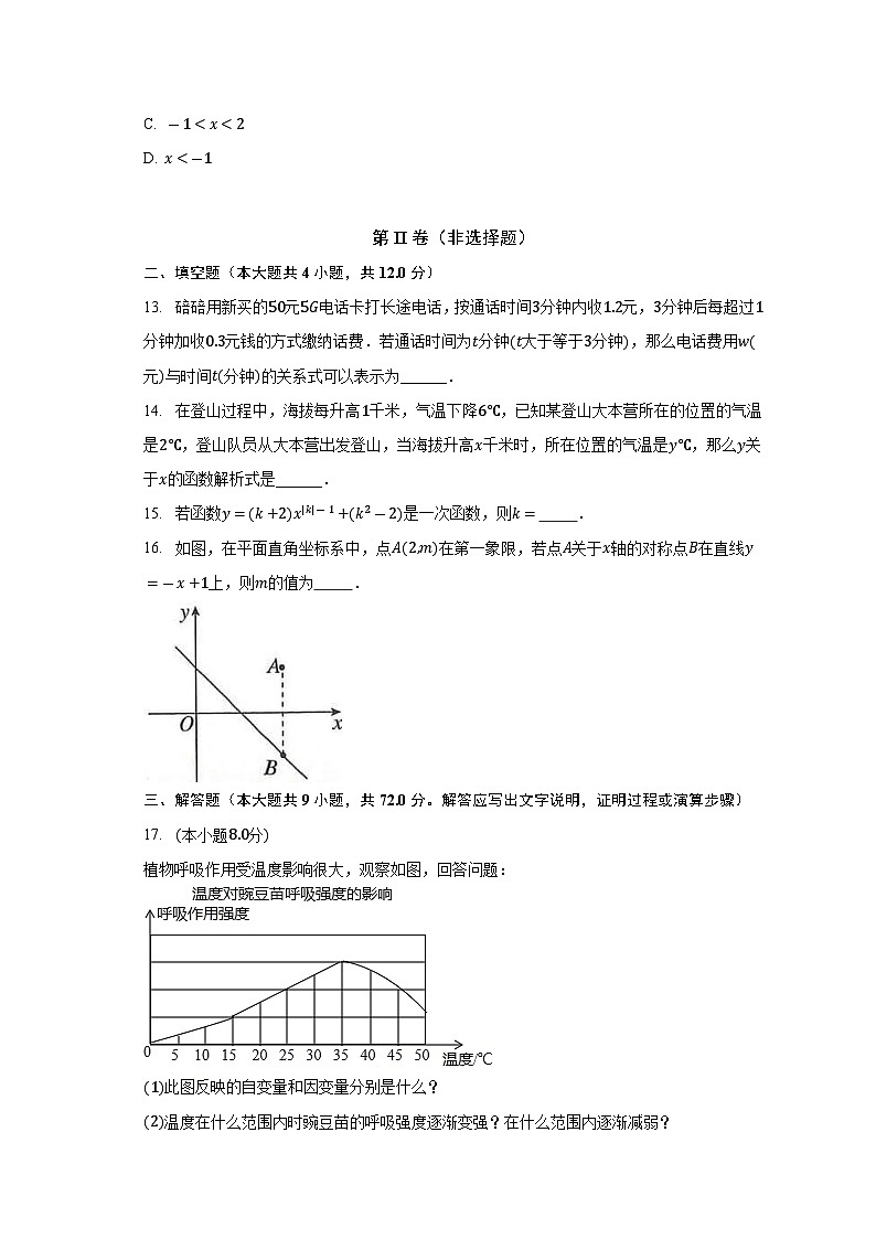 浙教版初中数学八年级上册第五章《一次函数》单元测试卷（含答案解析）（较易）第3页