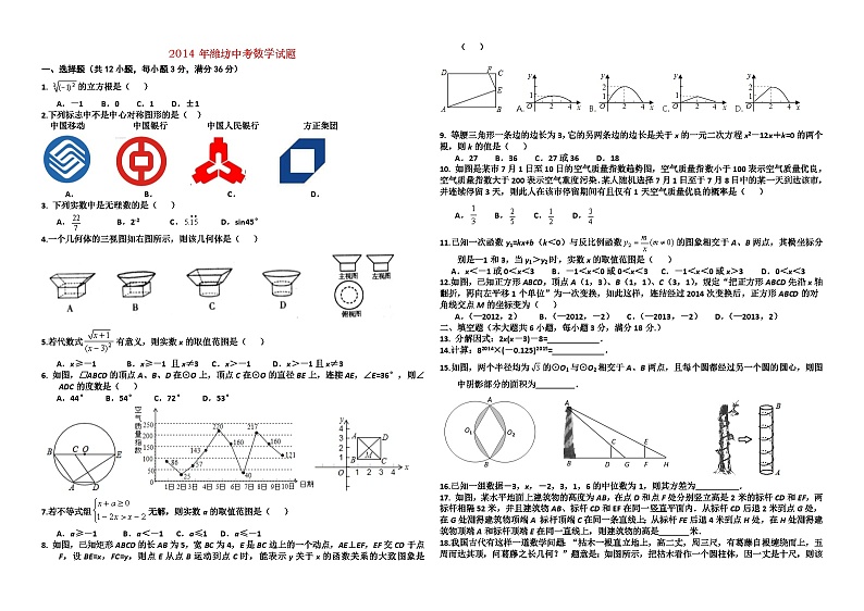 2014年潍坊市中考数学试卷01