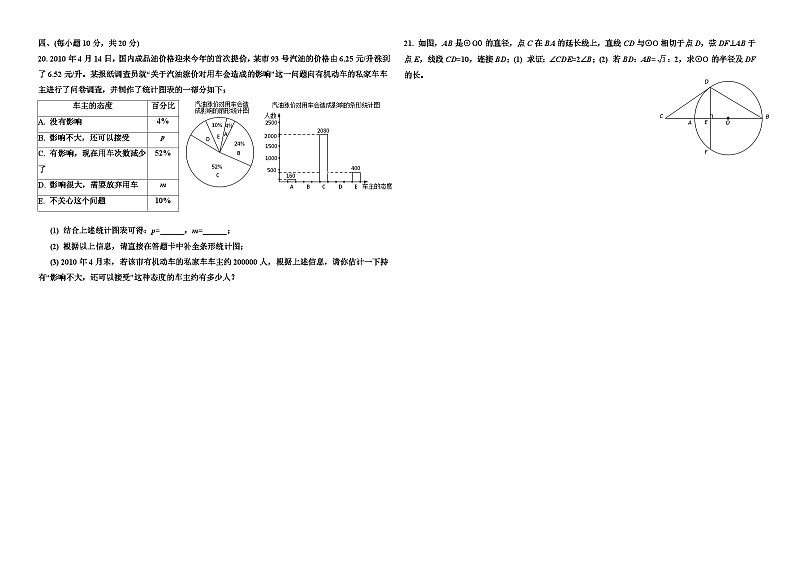 2010年辽宁省沈阳市中考数学试卷与答案02