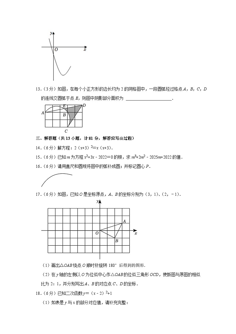 陕西省渭南市大荔县2022-2023学年九年级上学期期末数学试卷03