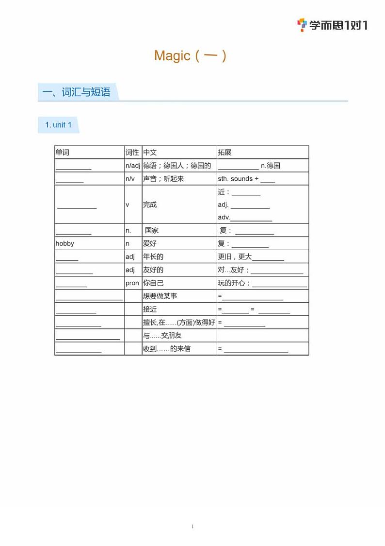 2020深圳秋季初一期中英语复习宝典第1页