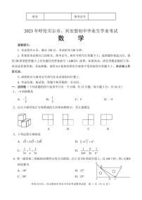 2023年内蒙古自治区呼伦贝尔市、兴安盟中考数学真题 伦贝尔市中考数学试题