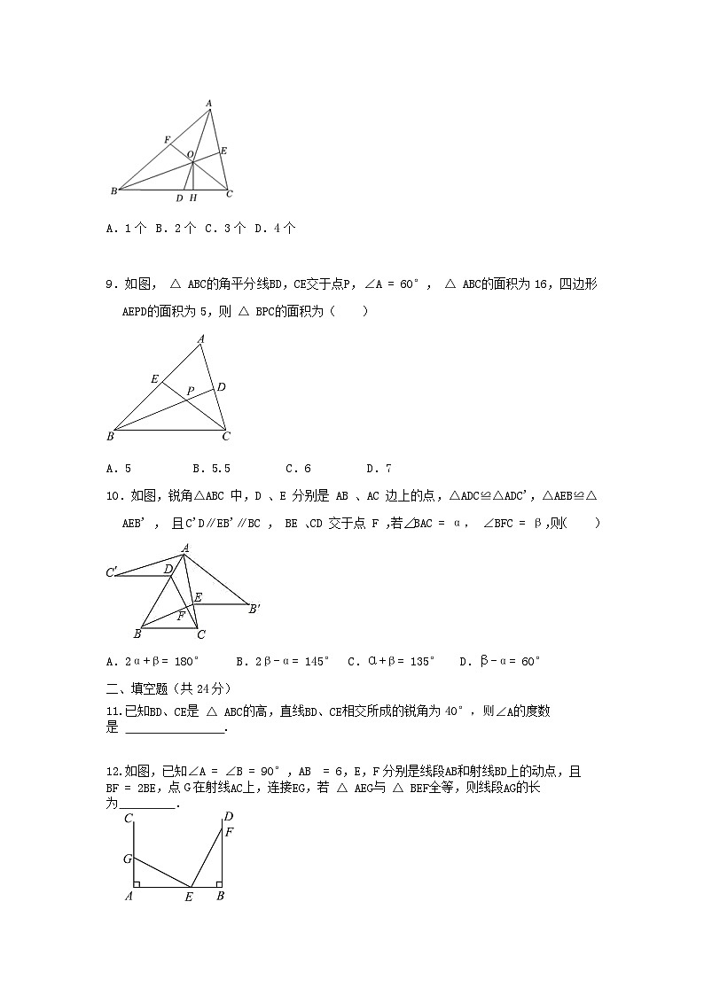 浙教版数学 八上 第一章 三角形的初步认识  能力提升卷（困难）03
