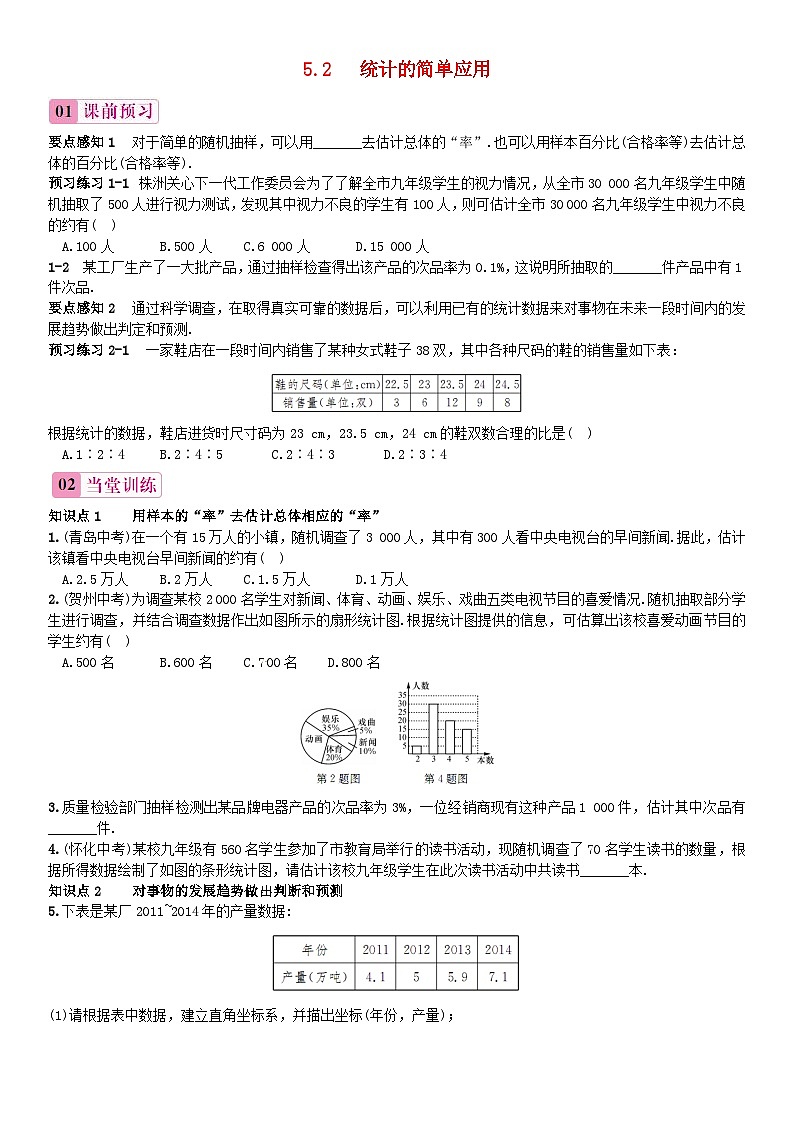 2023九年级数学上册第5章用样本推断总体5.2统计的简单应用同步练习新版湘教版01