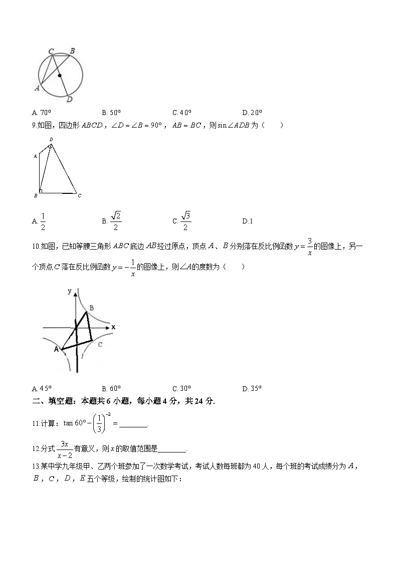 福建省厦门市集美实验学校2022-2023学年九年级下学期第一次月考数学试题(无答案)第2页