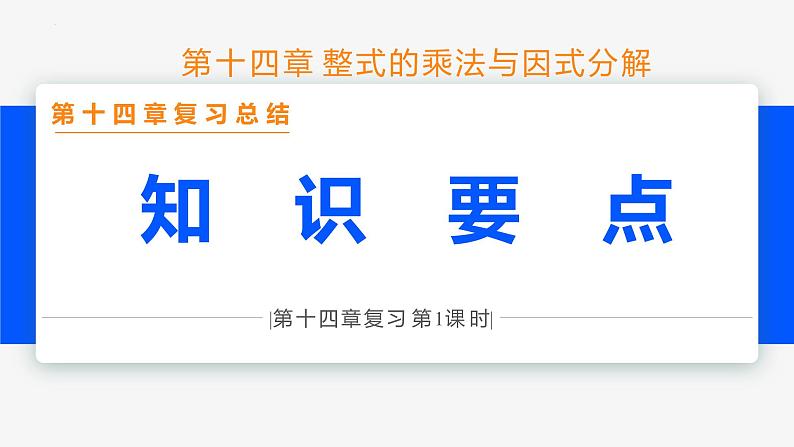 第十四章 整式的乘法与因式分解复习 第一课时(知识要点)- 八年级数学上册同步教材配套精品教学课件（人教版）01