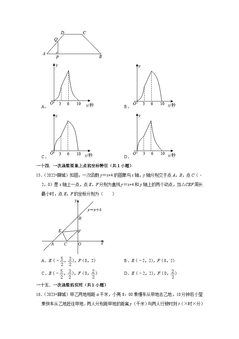 山东省聊城市2021-2023三年中考数学真题分类汇编-01选择题知识点分类(含答案)03